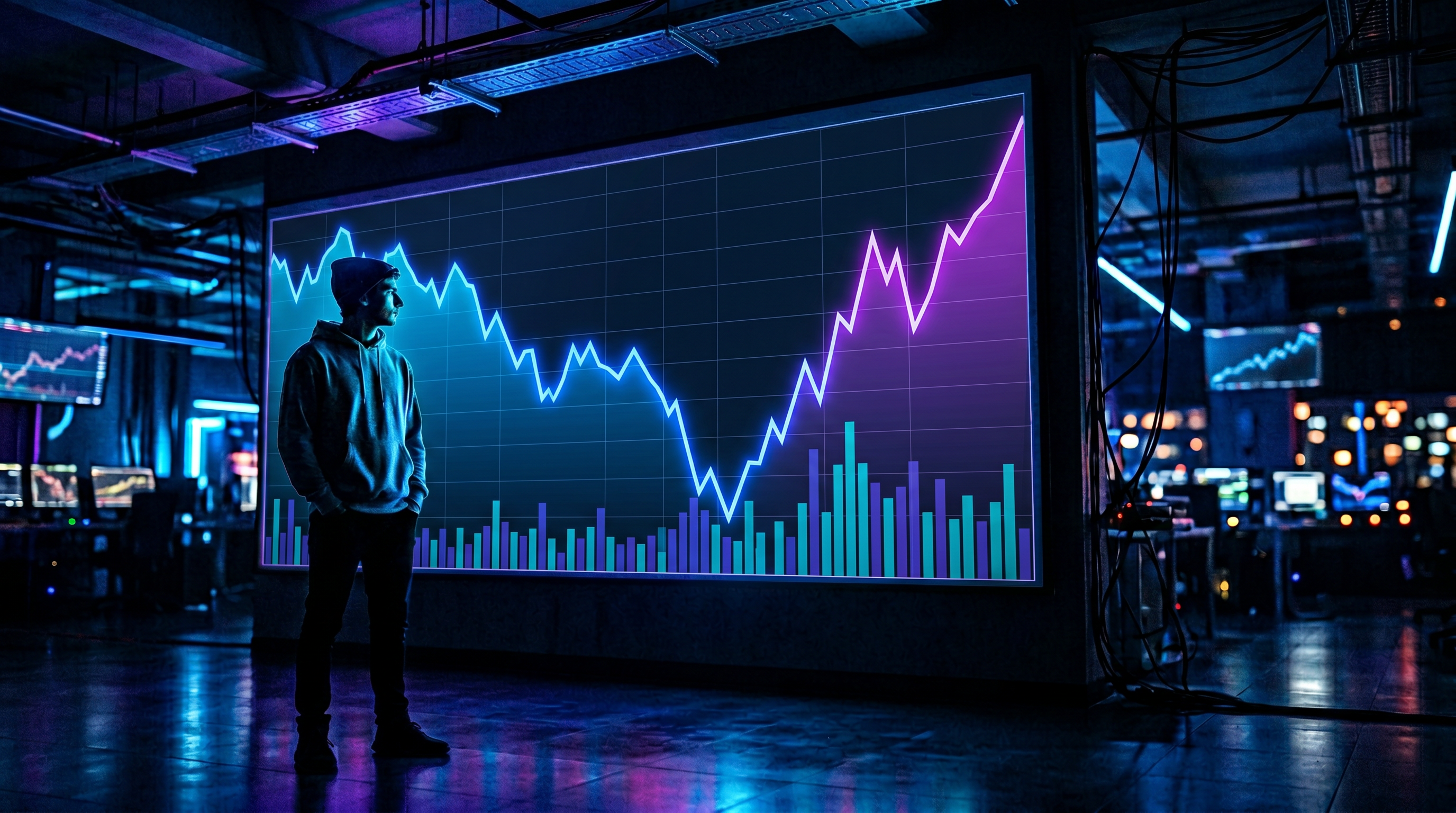 Gen Z investor looking at red stock charts during market crash